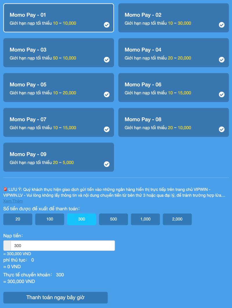 Hướng Dẫn Nạp Tiền VIN777 Vào Tài Khoản Ngay Chỉ 2 Phút 2 Momo Pay